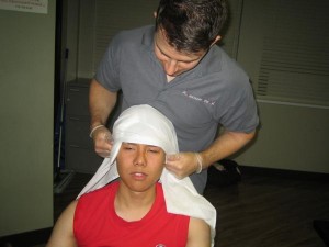 Head Injuries - Applying Gauze, Dressing and Bandage to Wound